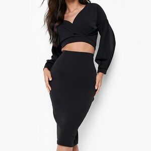 Midi Skirt Set Black